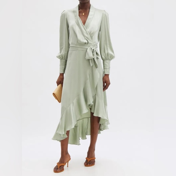 zimmermann silk tie midi dress
